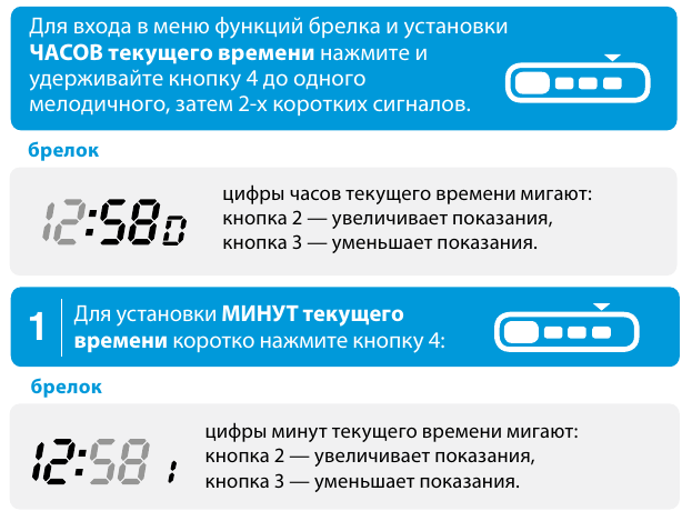 настройка часов на брелке старлайн